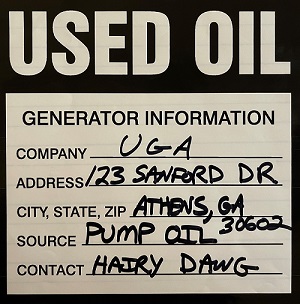 used oil label