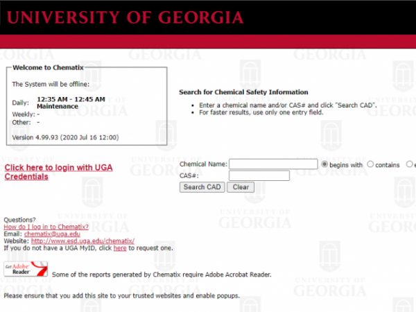 Chematix Login Page