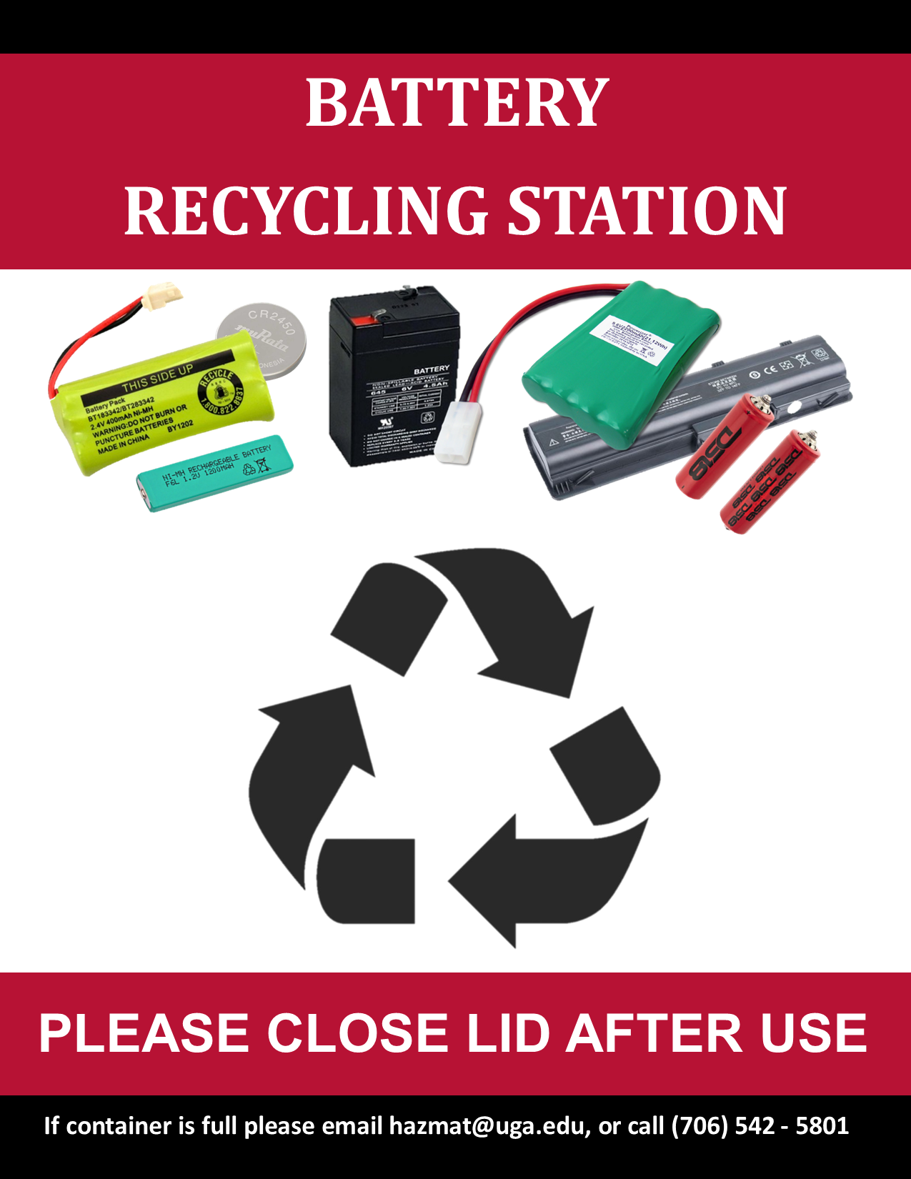 Return Battery Sign Battery Recycling Stations - Environment Safety Division